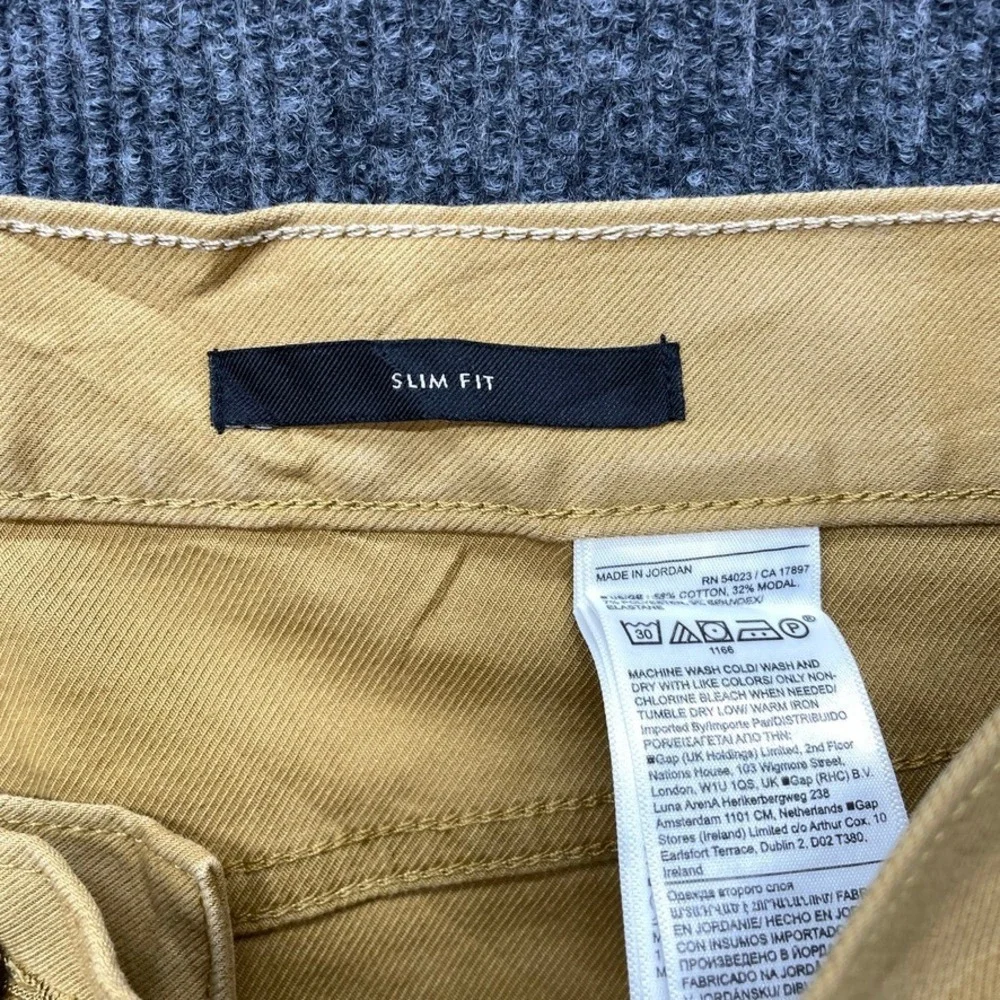Banana Republic Traveler Slim Fit Chino Pants Mens 33 Golden Khaki Stretch Twill